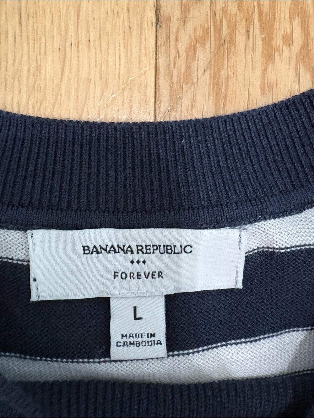 Banana Republic Forever Striped Short Sleeve Sweater Top Navy White Knit L - Picture 4 of 7